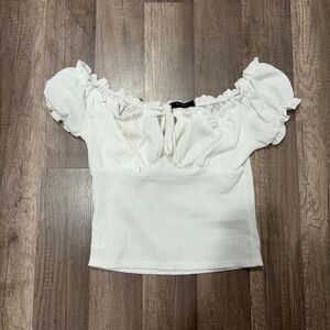 Saints 21 White Milkmaid Puff Sleeve Top
